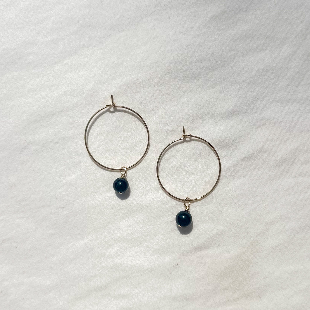 medium gold-filled hoops with onyx