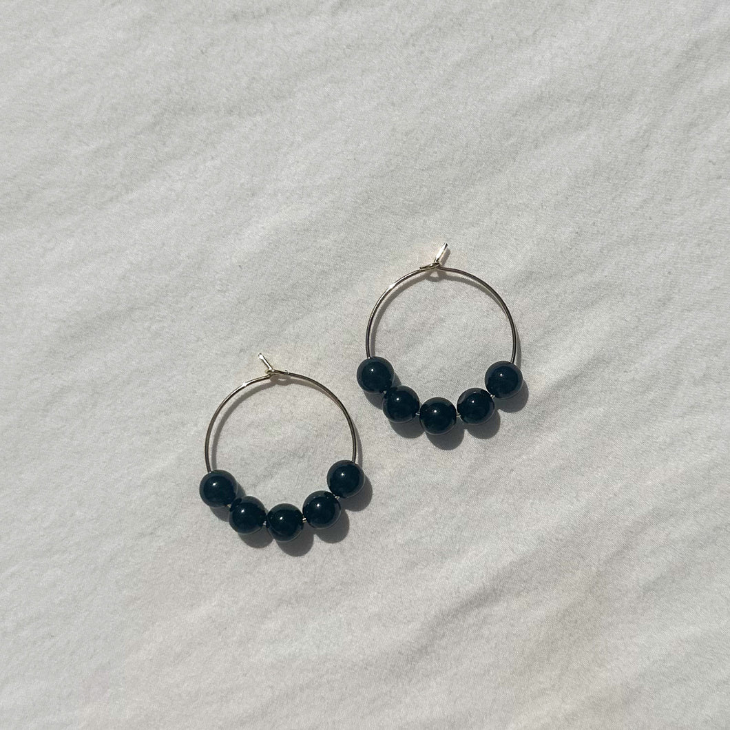 medium gold-filled hoops with onyx