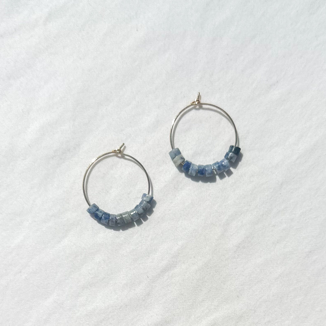 medium gold-filled hoops with sodalite