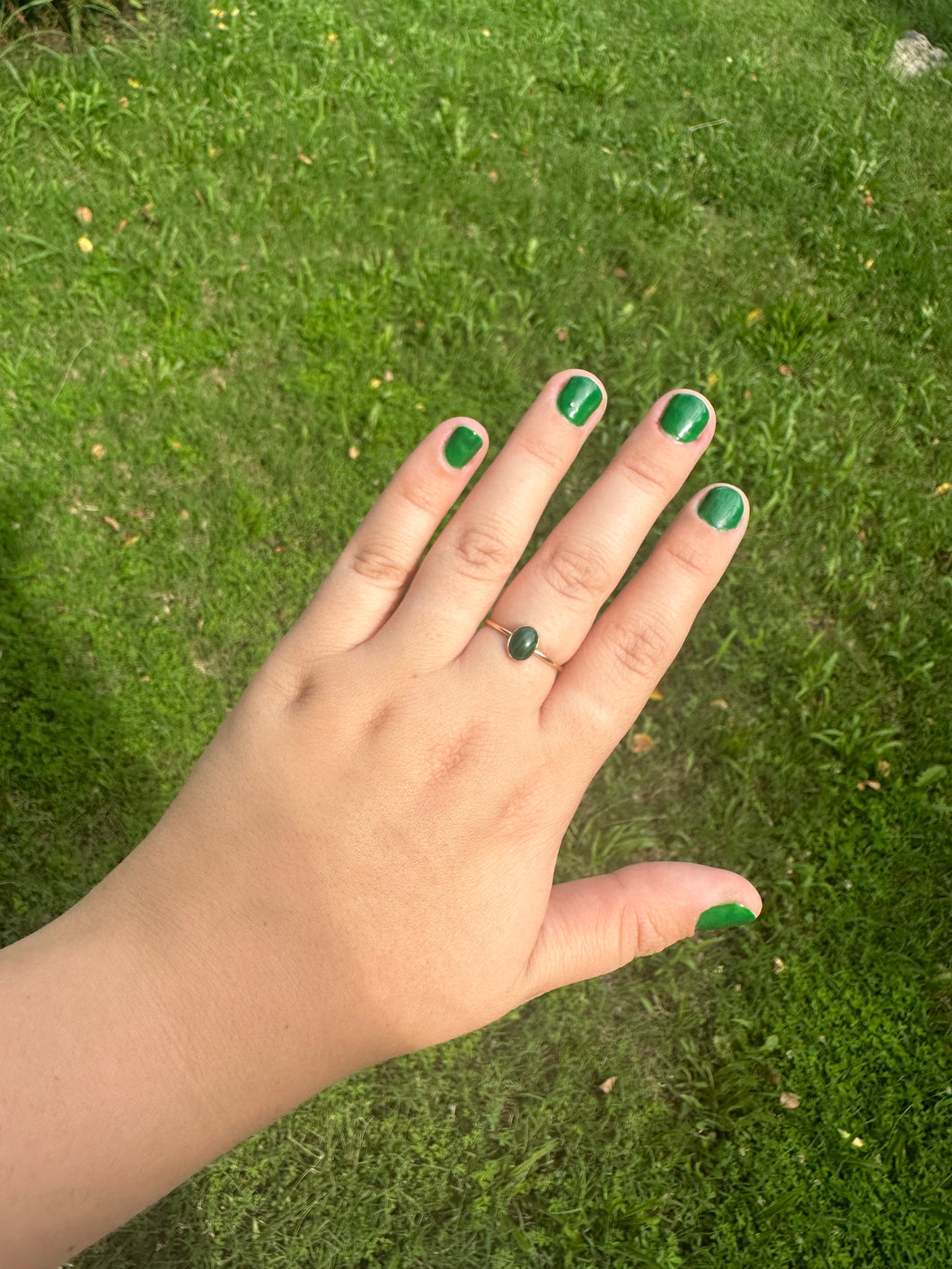 14k gold filled malachite ring