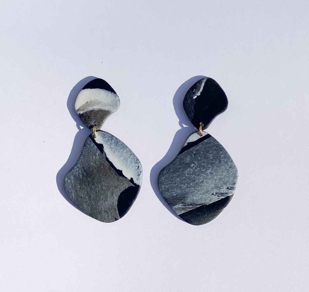 black and white marble dangles