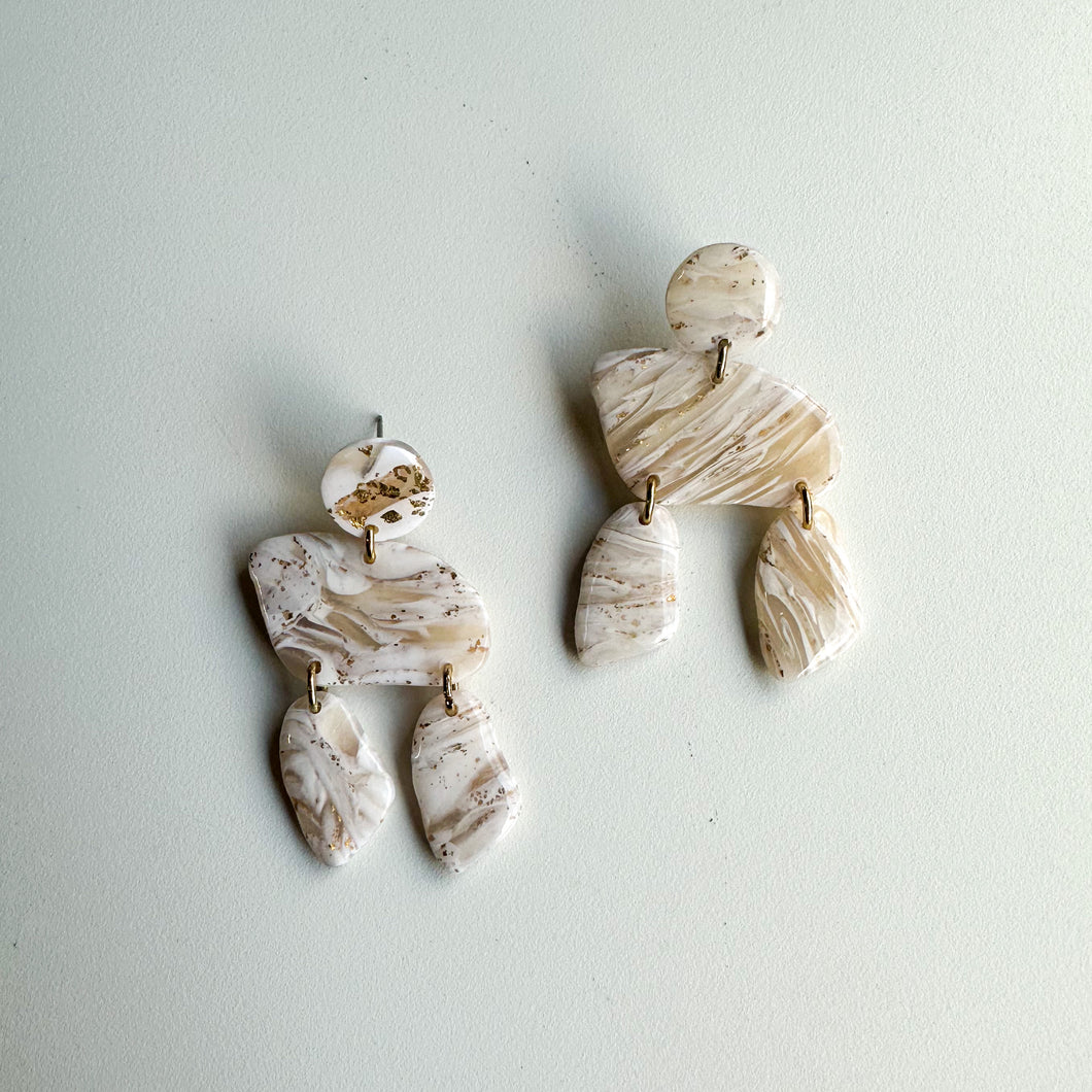 white and gold marble dangles