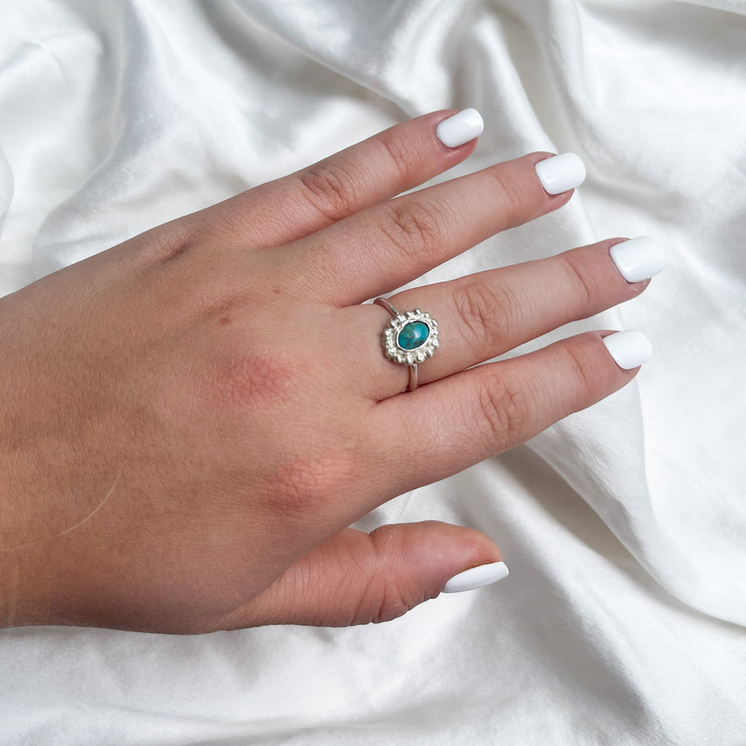 turquoise silver ring/ size 8