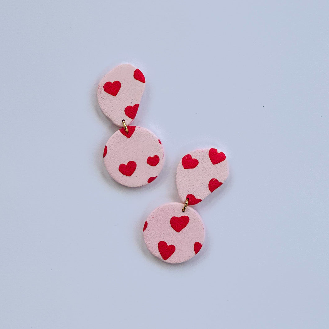 pink and red heart dangles