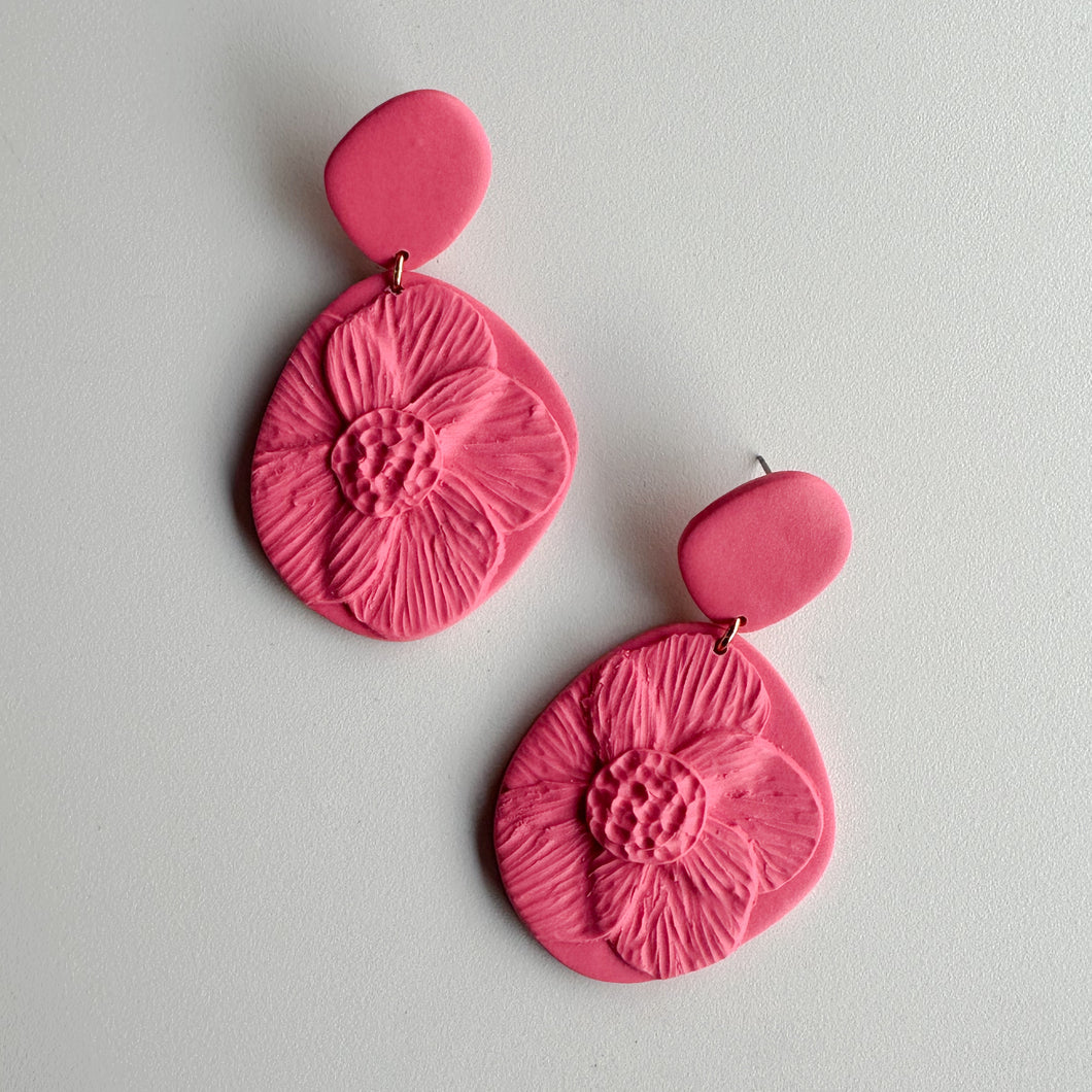 pink monochrome flower dangles