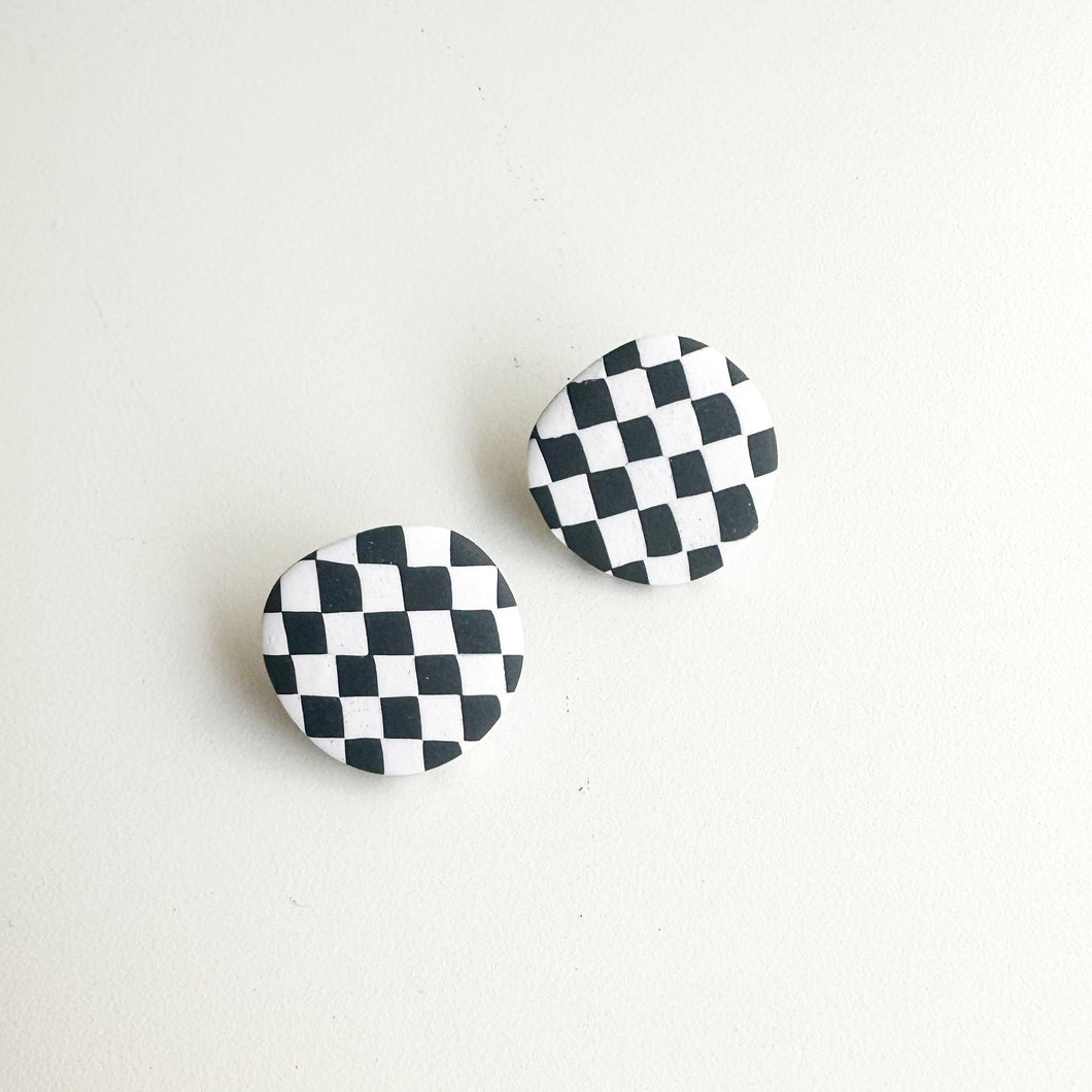 black and white checkerboard large studs