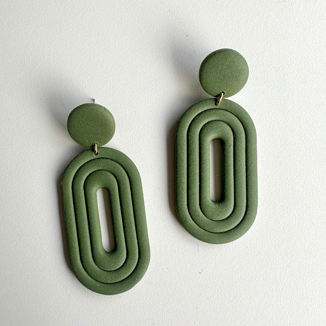 olive green oval dangles