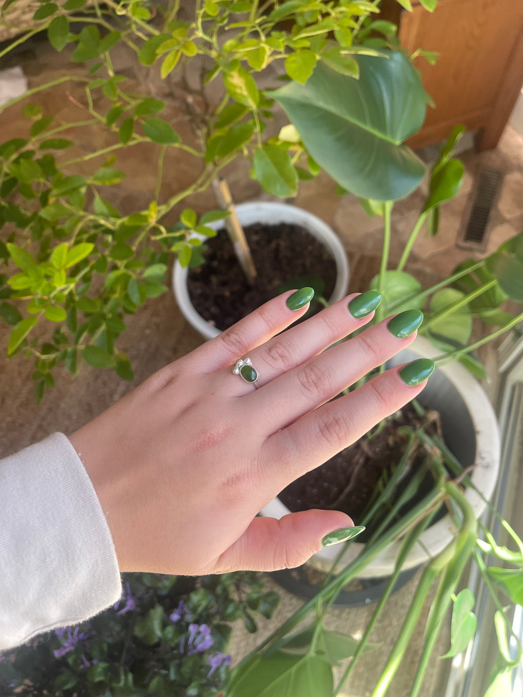 Sterling silver jade ring