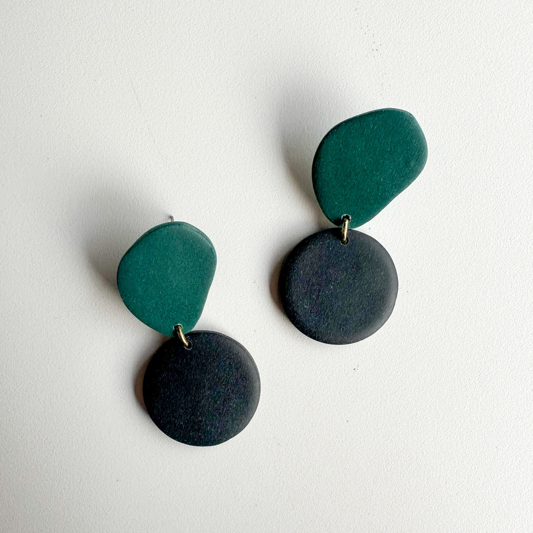 green and black colorblock dangles