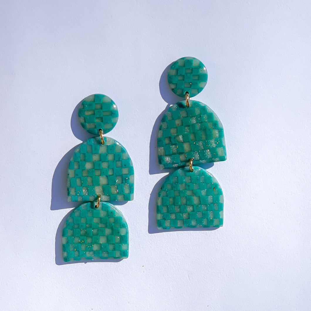 green checkerboard dangles