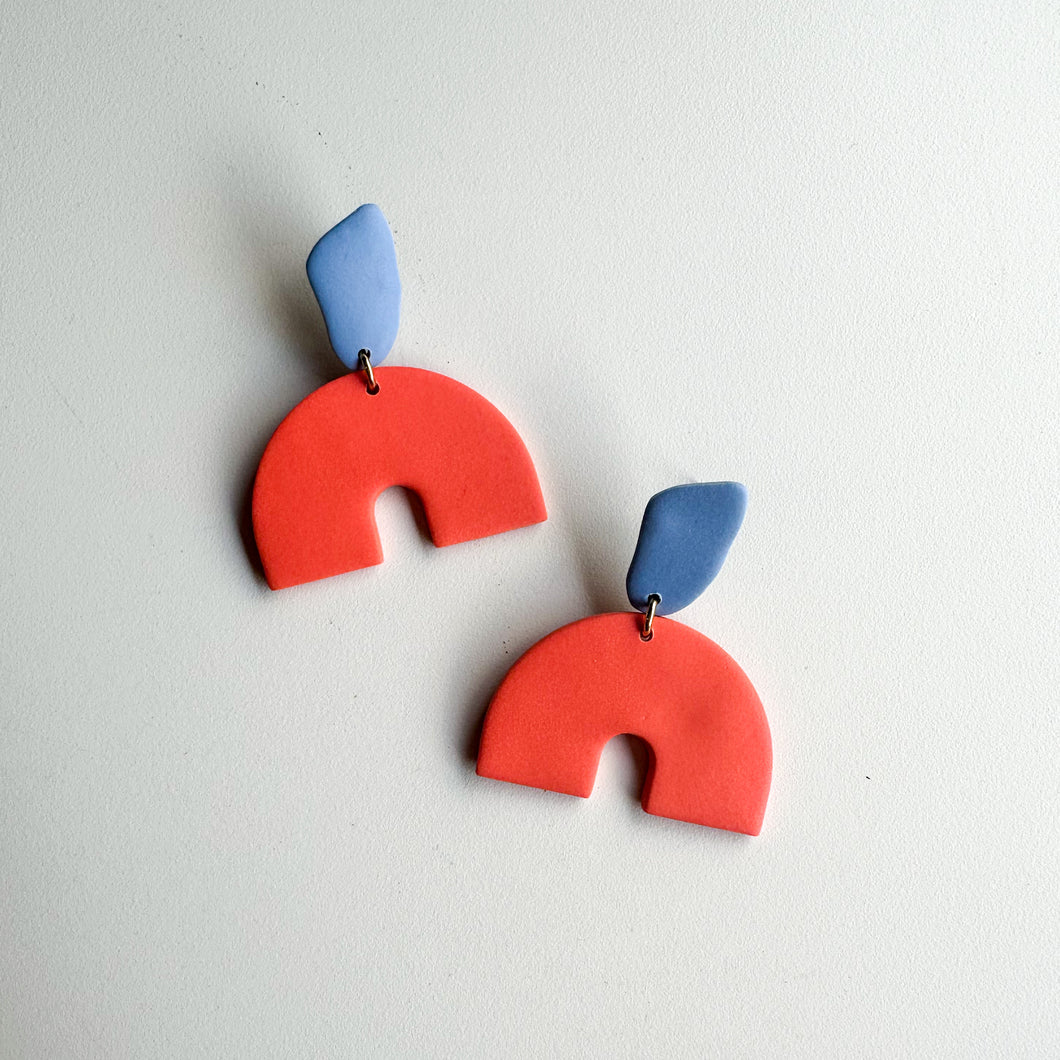 orange and blue colorblock dangles