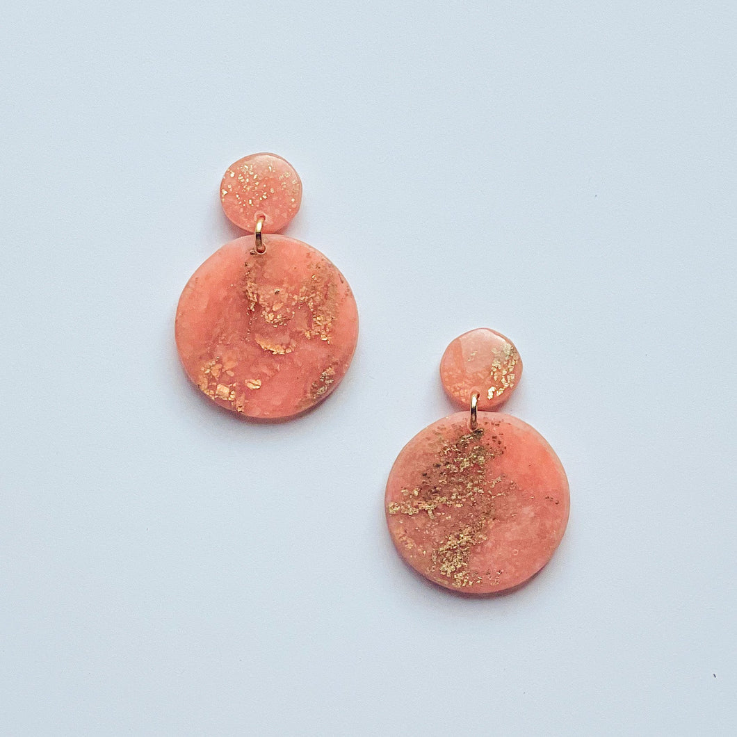 Peach and gold faux stone dangles