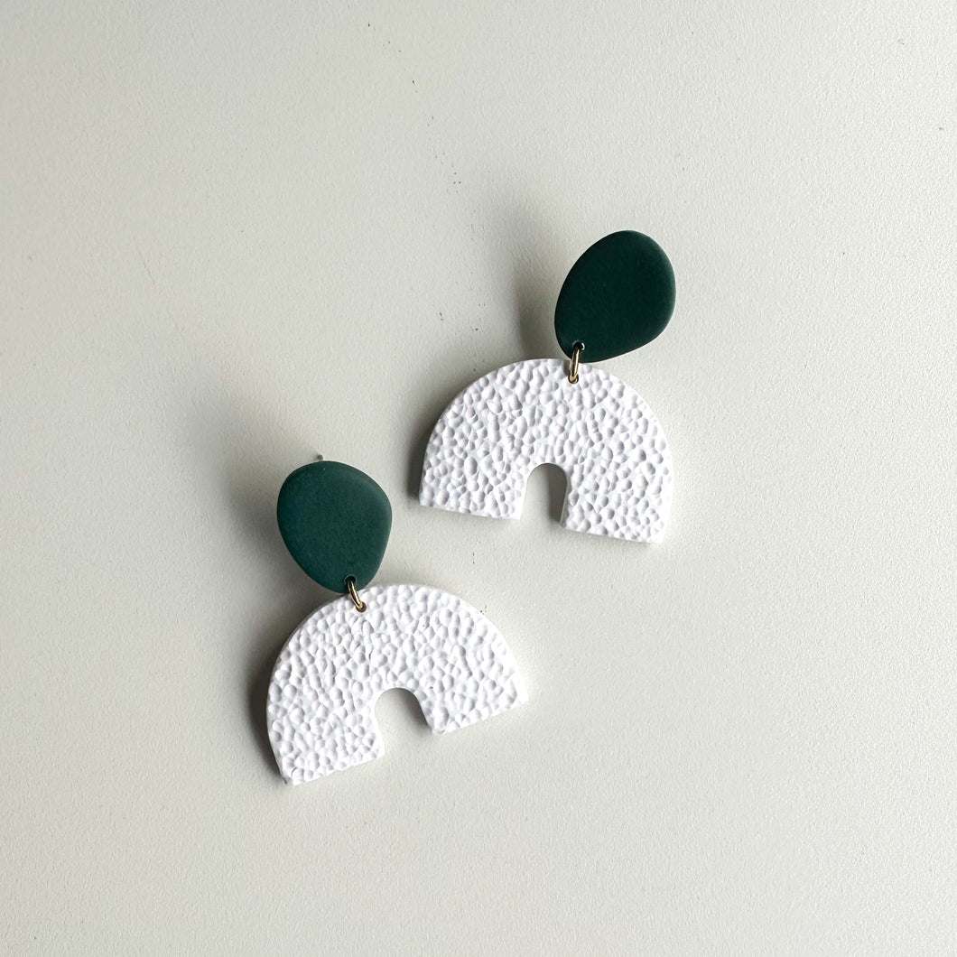 green and white colorblock dangles